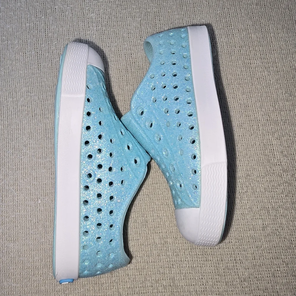 Native Jefferson Bling Glitter Blue Slip-on Sneaker shoes size C7